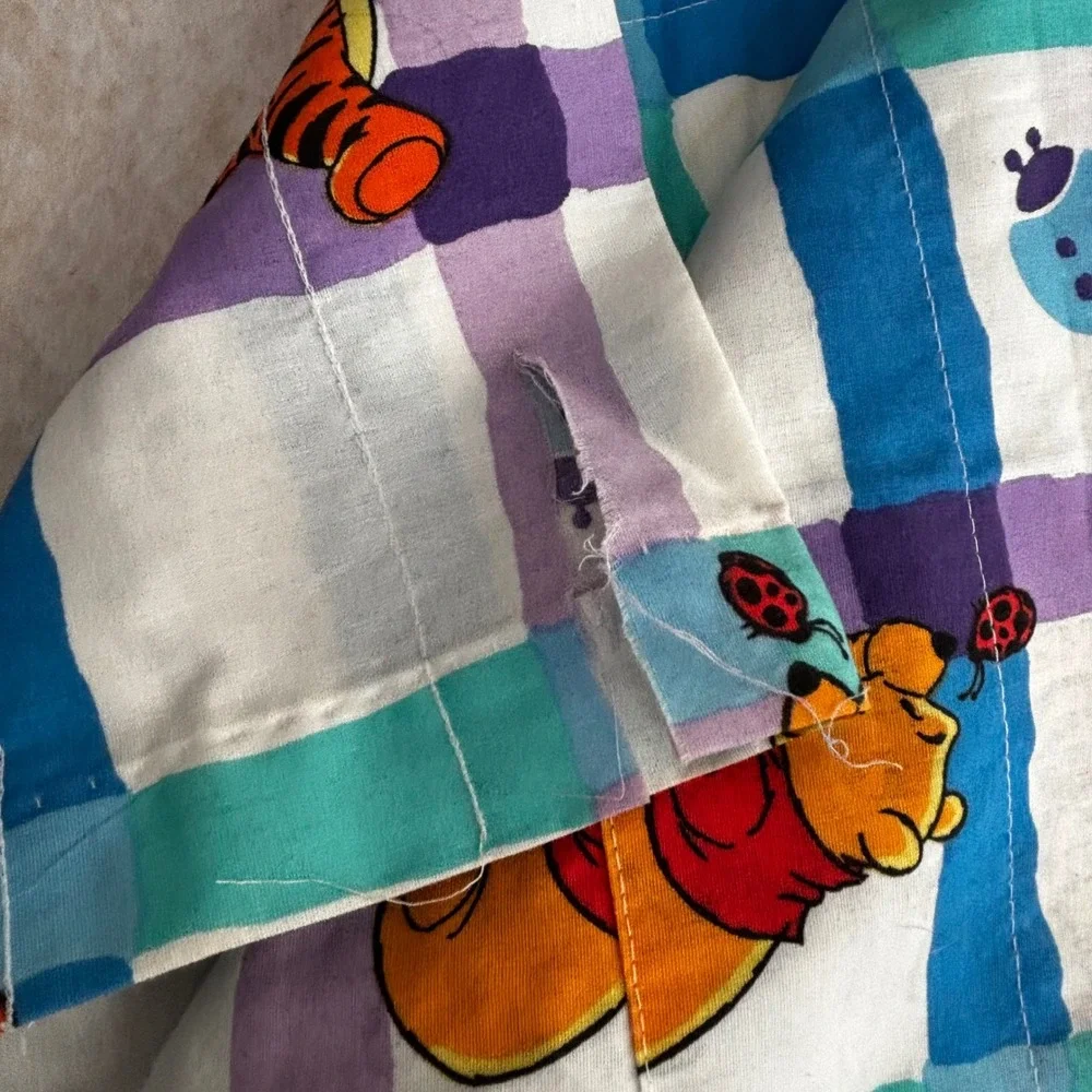Vintage Disney Winnie the Pooh Tigger Plaid Window Valance Curtain 84x15 USA